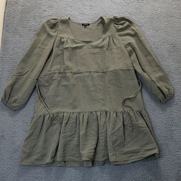 mittoshop Dresses & Skirts - Mittoshop‎ Dress Womens Medium Green Adjustable Drawstring Waist Balloon Sleeves